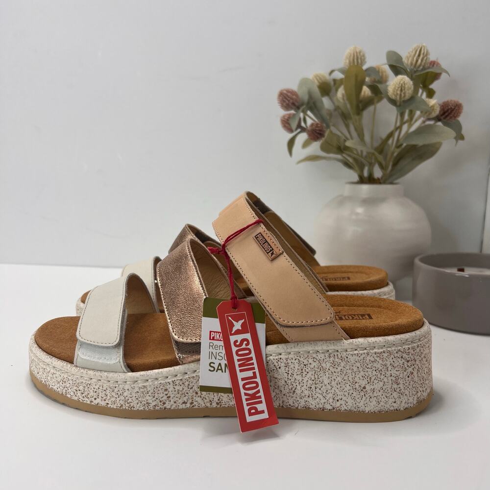 Pikolinos Alzira Wedge Sandal Multicolor Leather Straps Women 10/EU 41 FLAW NWOB